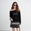 Chuyu Women's Plaid Patchwork Off-Shoulder Sweatshirt