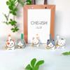 Wooden Handcrafted Carved Cat Figurine Cute Bell Desk Decor For Gifts And Home Office