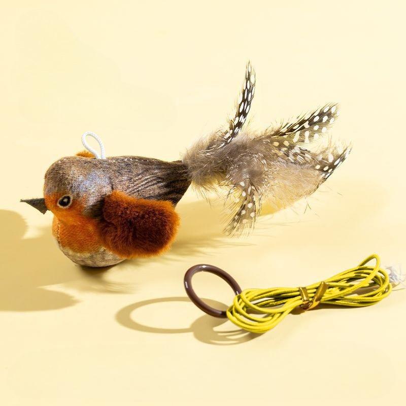 

1 шт. Искусственное перо, игрушка для кошки | Реалистичная плюшевая птичка со звуками, Неэлектрические товары для кошек, Снимает скуку для домашних кошек оранжевый