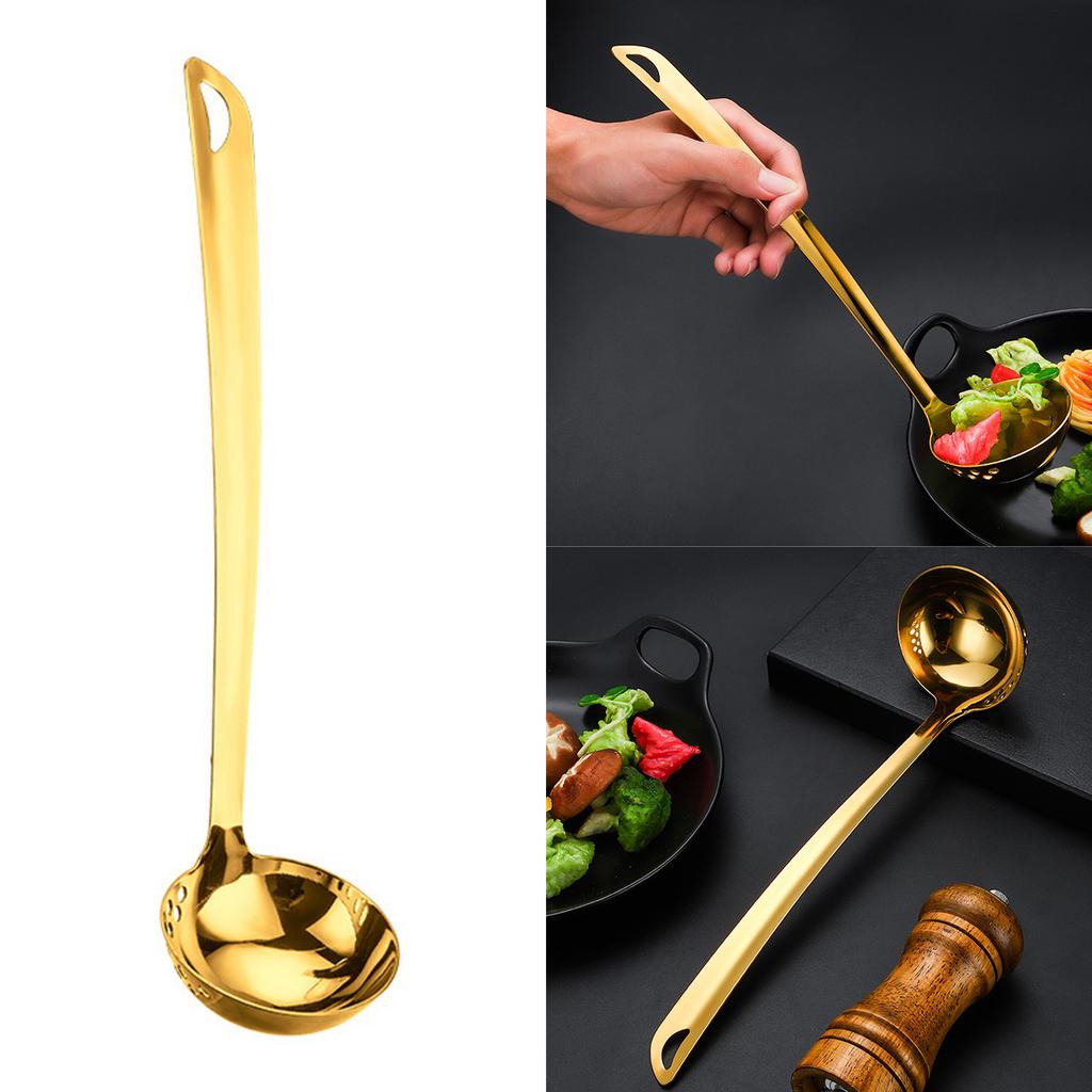 Multifuntional 201Stainless Steel Skimmer Cooking Strainer Spoon with Long Handle Food Strainer Spoon for Cooking