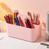 New Desktop Marker Holder Art Supply Storage Box Cosmetic Plastic Storage Basket With Handle  Pencil Pen Stationery Storage Case