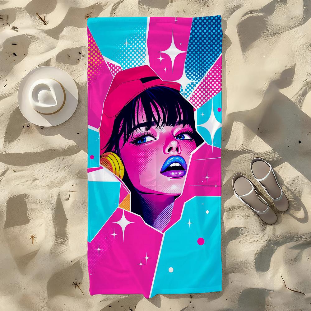 

Fashion POP Comic Portrait Towel For Swim Yoga Gym Quick Drying Soft and skin-friendly Beach Towels All-Season W30*H60(CM)