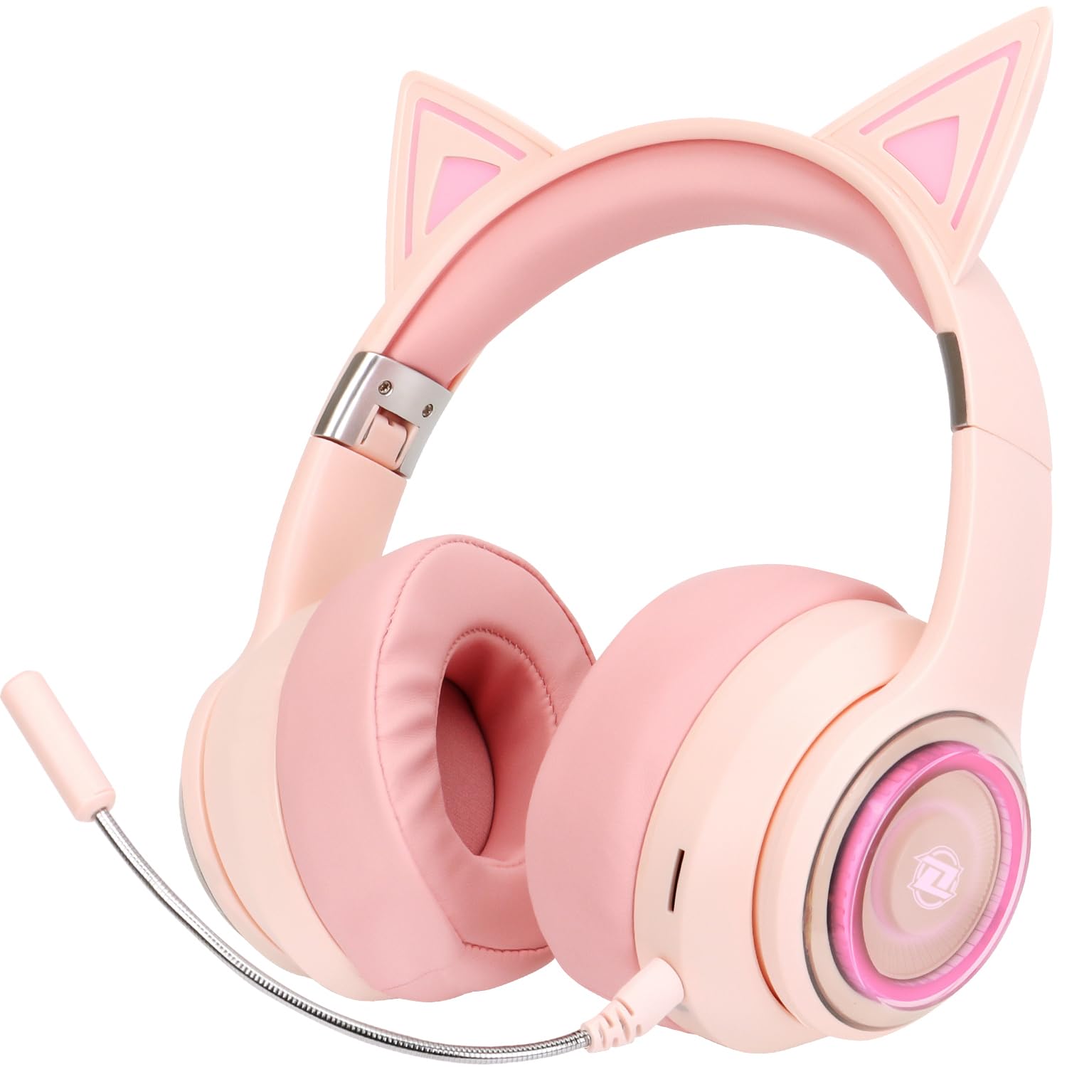 

Absdefen Cat Ear Wireless Bluetooth Earphones with ENC Noise HIFI RGB Audio Microphone Adjustable Wired and Wireless Cute 5.3 Headphones, Head-Mounted рожевий