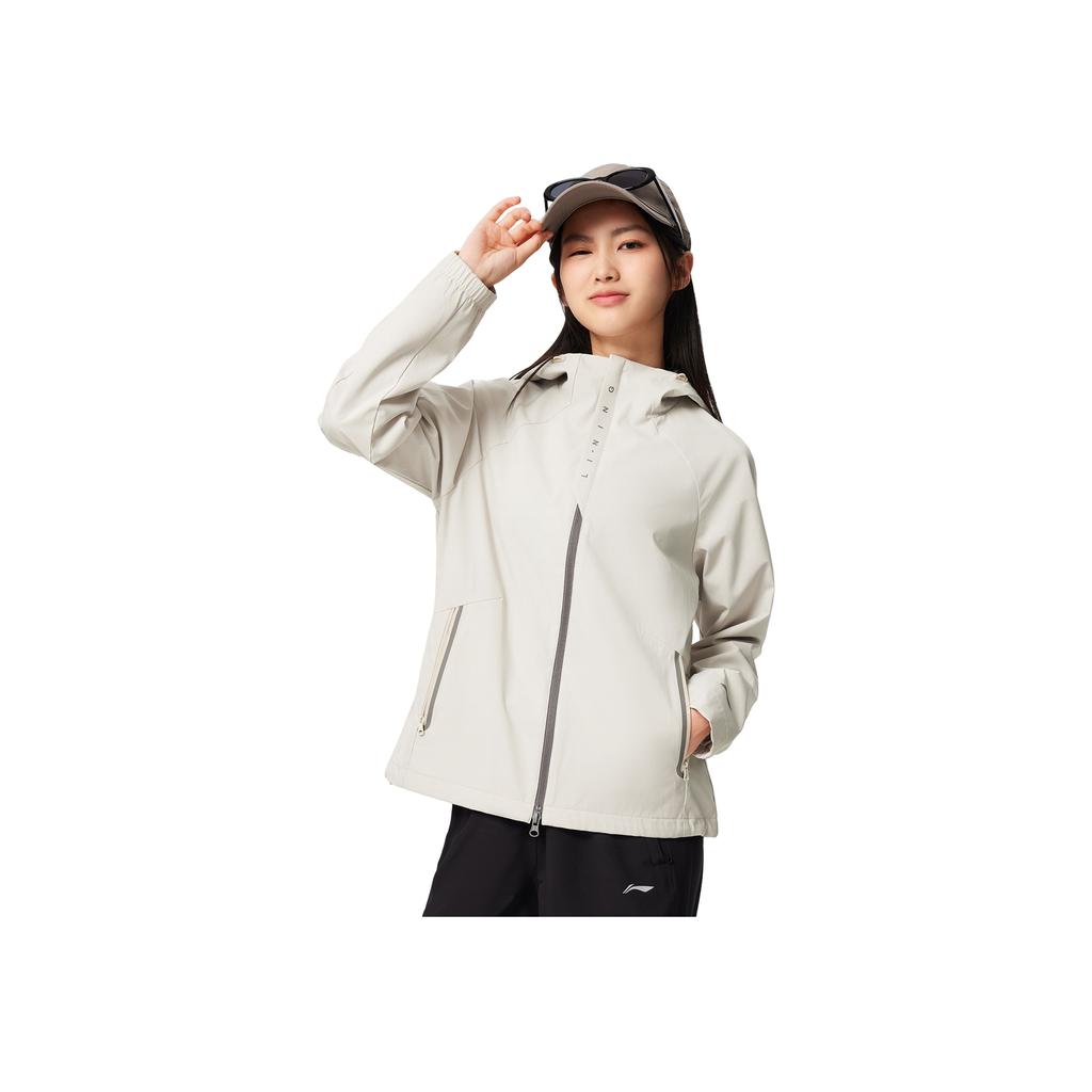 Li Ning Fitness Series Water-Resistant Loose Hooded Logo Windbreaker Women Outerwear AFDVE70-7
