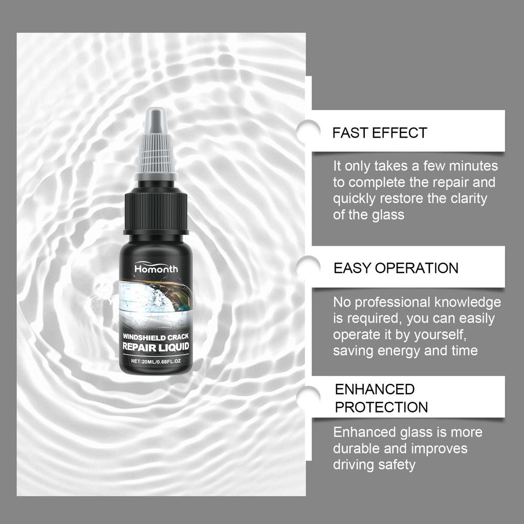HOMONTH Glass Crack Repair Kit Clear Vision Auto Front Windshield Nano Repair Fluid Kit