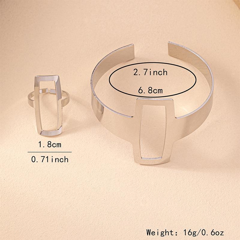 Geometric Fashion Bangle Ring Set: Retro European & American Women's Design