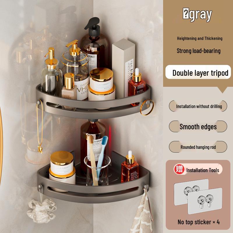 Nail-Free Wall-Mounted Bathroom Storage Shelf and Organizer