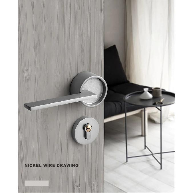 Zinc Alloy Mute Mechanical Gold Door Lock Interior Silent Safety Home Grey Lock Nordic Style Black Solid Anti-theft Handle Lock