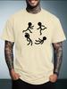 Unisex Summer White Short Sleeve Tee Circle Running Stick Figures Simple Graphic Print Crew Neck Loose Casual Male Daily Tops