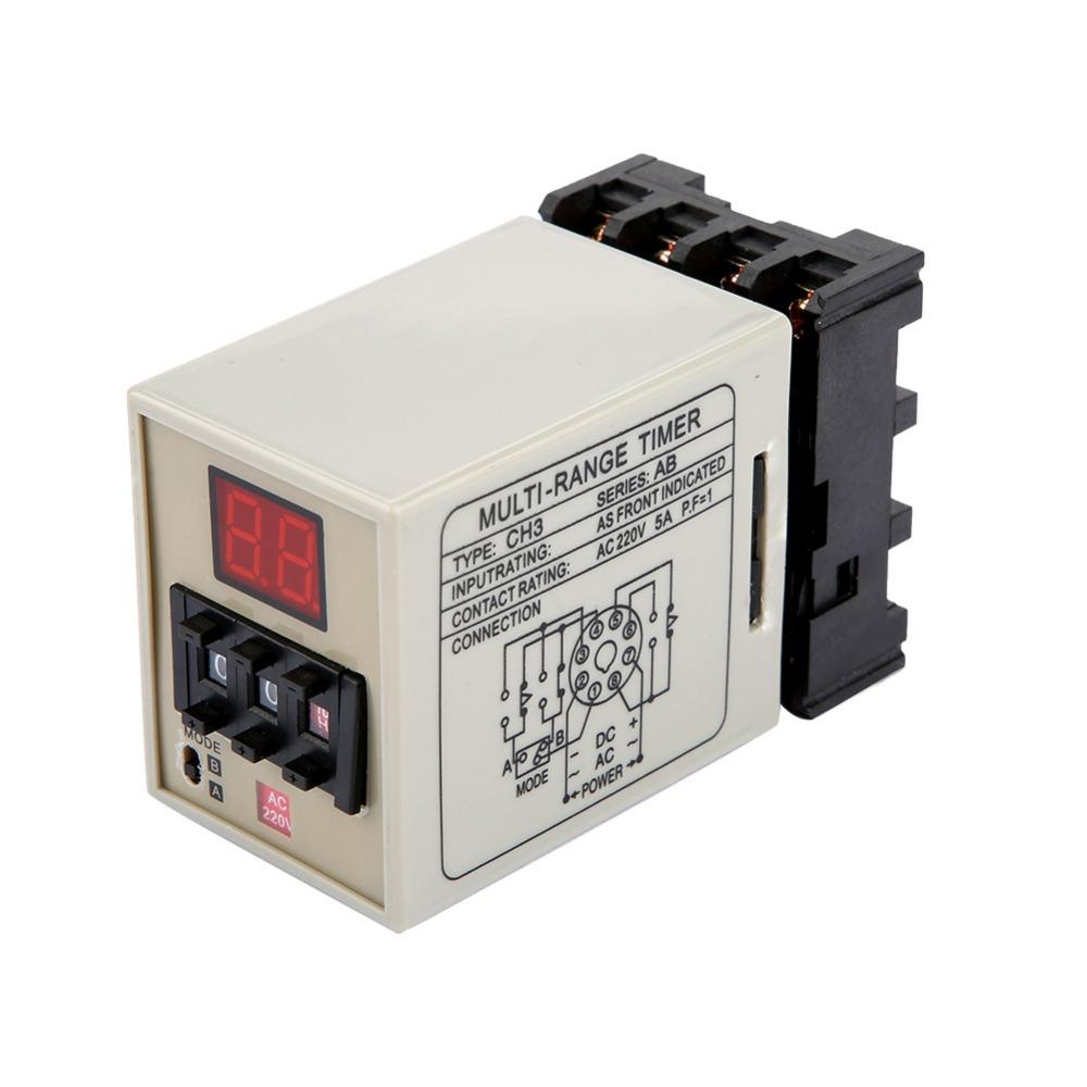 CH3-AB Digital Delay Timer Relay 0.01S-99H AC220V AC/DC 24V Delay Timer Relay Dual Mode Operation Delay Relay