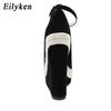 Fashion Eilyken Platform Sandals Women High Quality Flock Fabric Peep Toe Fashion Buckle Strap Wedge Heels Dress Ladies Shoes