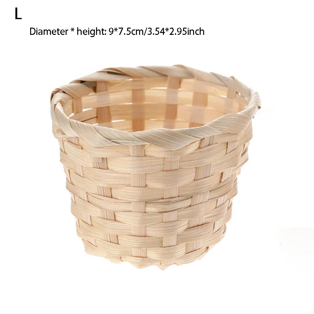 1pcs New Handmade Bamboo Garden Flower Pot Wicker Basket Straw Patchwork Wicker Rattan Seagrass Storage Organizer Nursery Pots