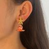 Fashion Cute Simulation Ocean Glazed Octopus Pendant Earrings Imitation Pearl Niche Ins Vacation Style Girl