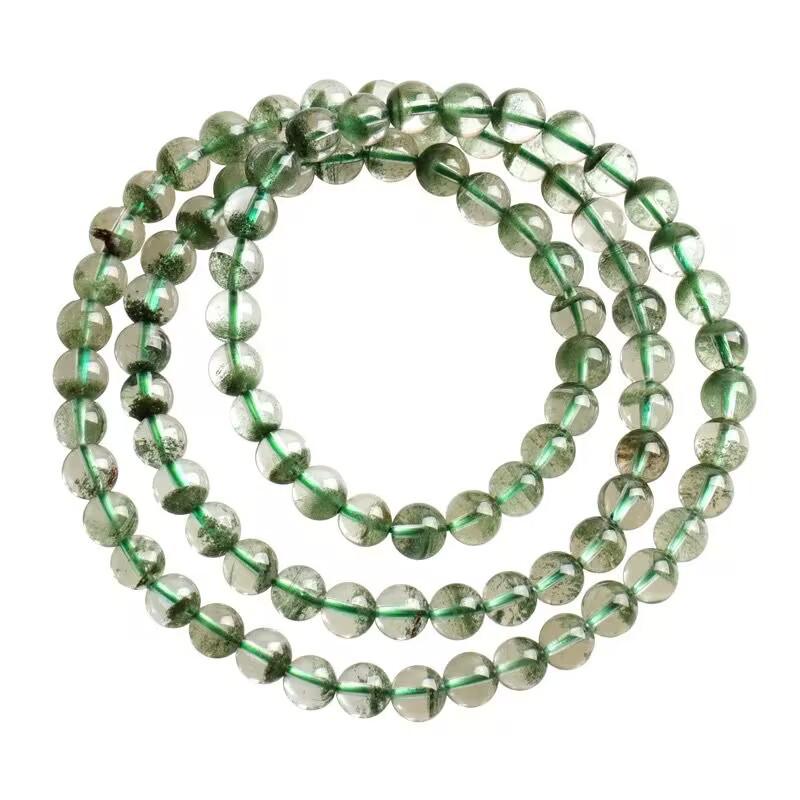 Brazilian Green Phantom Buddhist Beads Bracelet/Necklace – Thousand-Layer Gem with Star-Crystal Design for Men and Women. Beads ~6mm