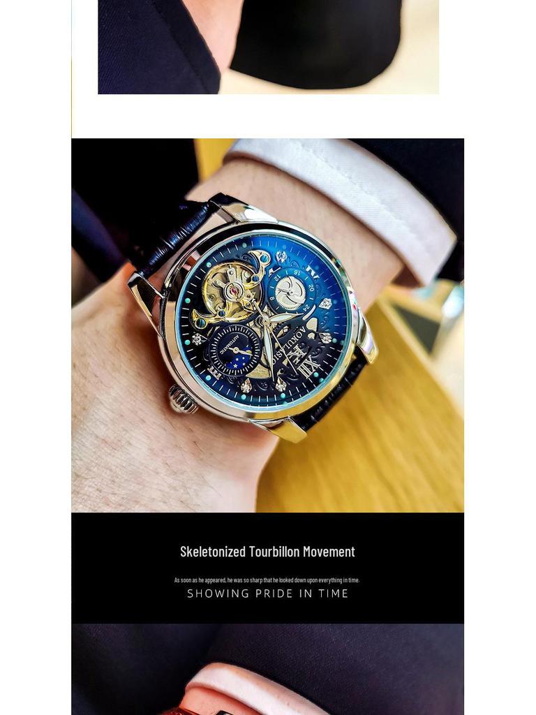 Augustus Men's Automatic Waterproof Tourbillon Skeleton Watch