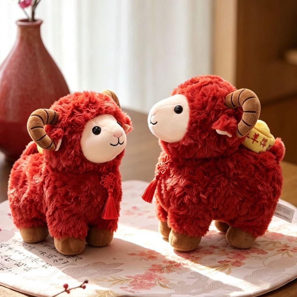 Curly Wool Plush Sheep Toy Soft Fabric Fluffy Mascot Plush Soft Lamb Stuffed Doll Home Decoration