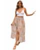 Azura Exchange Flower Print Maxi Skirt with Smocked Waist and Button Slit