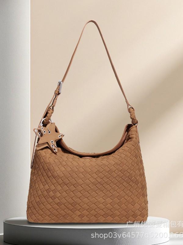 Высококачественная ручная работа, плетёная замшевая сумка через плечо для женщин Small Caramel