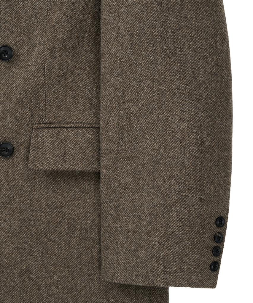 Noirer Alpaca Twill Double-Breasted Coat (Brown)