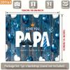 2D Blue Wood Father's Day Backdrop, Love You Papa Party Banner