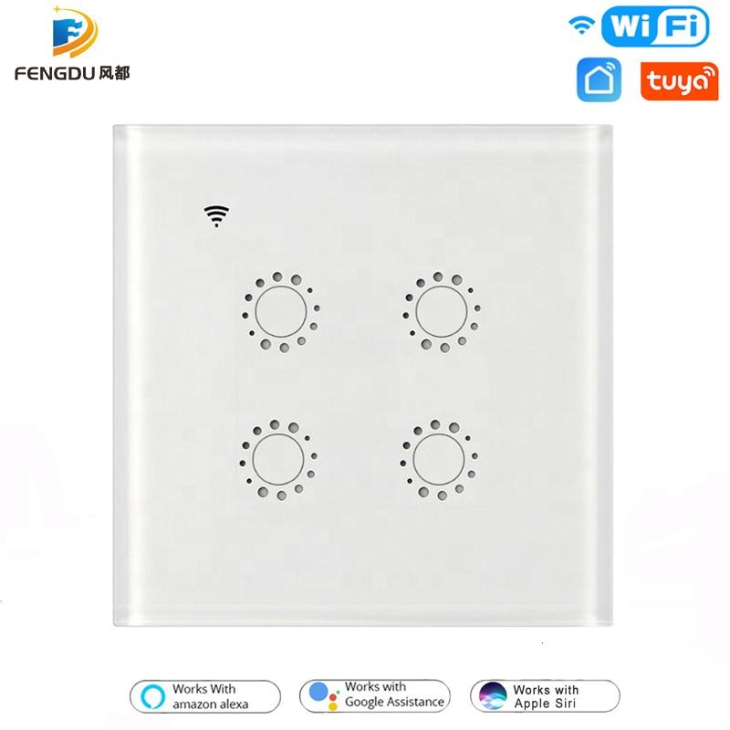 Smart Home Products Smart Life Tuya APP EU UK 4Gang WiFi LED Touch Wall Switches Alexa Apple Siri Google Home Smart Light Switch