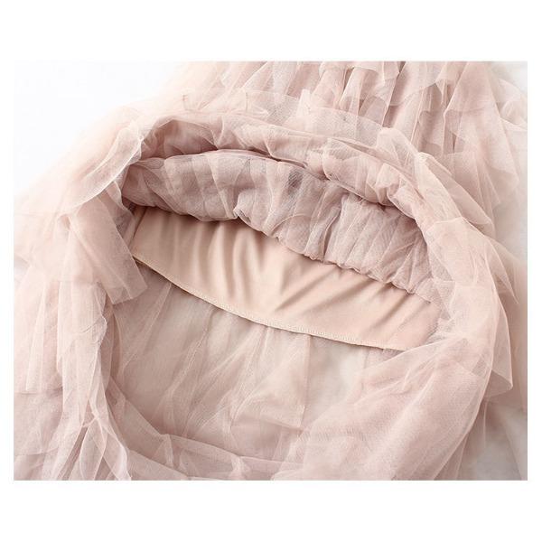 Women's High Waisted A-line Mesh Skirt Ruffled Cake Skirt Half Body Skirt Gauze Skirt Women's Fluffy Skirt