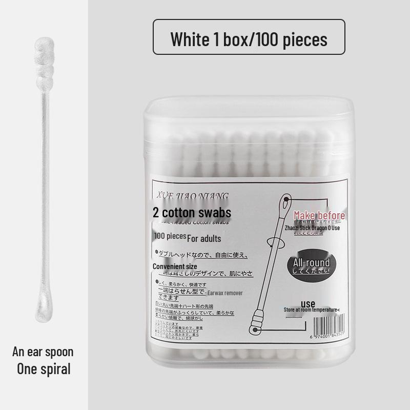 Black Double-Ended Cotton Swabs for Ear and Blackhead Cleaning