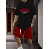 Estivo Uomo Due Pezzi T-shirt Street Stampata Lettere Libere Pantaloncini Casual Sportivi Outdoor Manica Corta Coulisse Abbigliamento Uomo