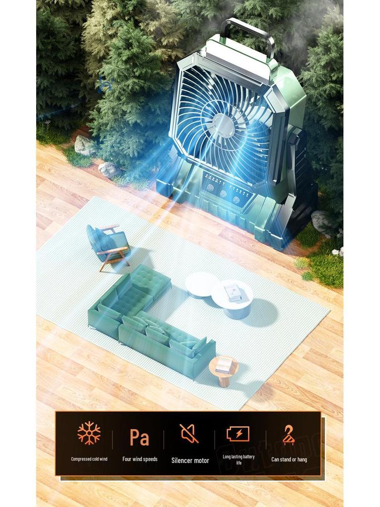 Portable Rechargeable USB Fan with Light for Camping, Outdoor Activities, and Fishing