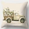 Rustic Charm Throw Pillow Cover: Cotton Flowers, Vintage Truck and Home Blessing Words, Sofa Cushion Cover, Bedroom Room Decor