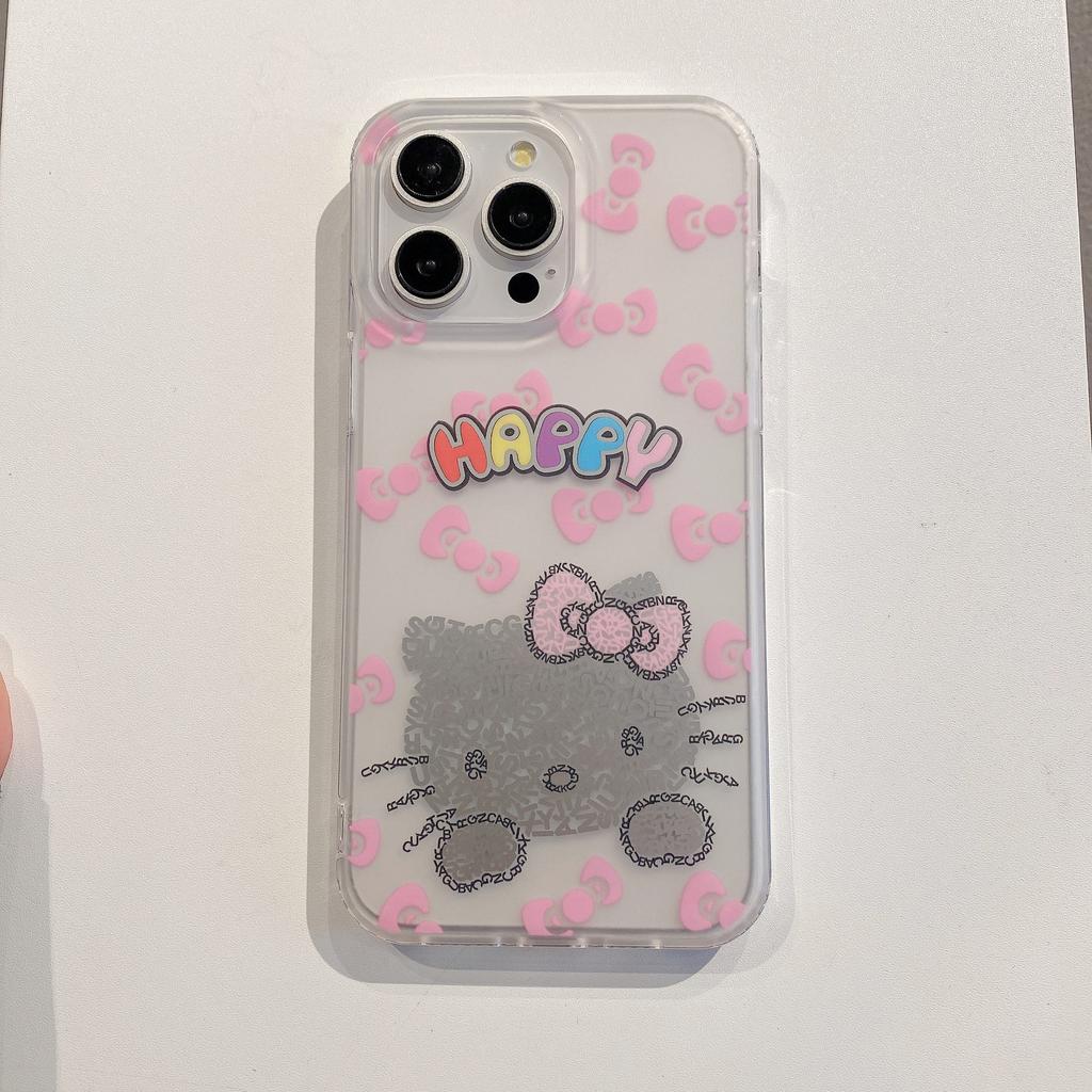 Applicable iPhone15promax cartoon cute cat mobile phone case Apple 14 transparent matte IMD13 protective case