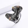 New Gothic Style Butterfly Branch Diamond Ring European and American Retro Black and Gold Two Color Ring