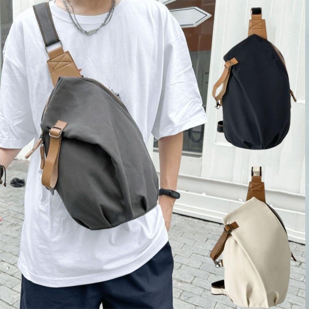 Large Capacity Nylon Crossbody Bag Solid Color Cycling Shoulder Bag Casual Phone Pouch  Unisex