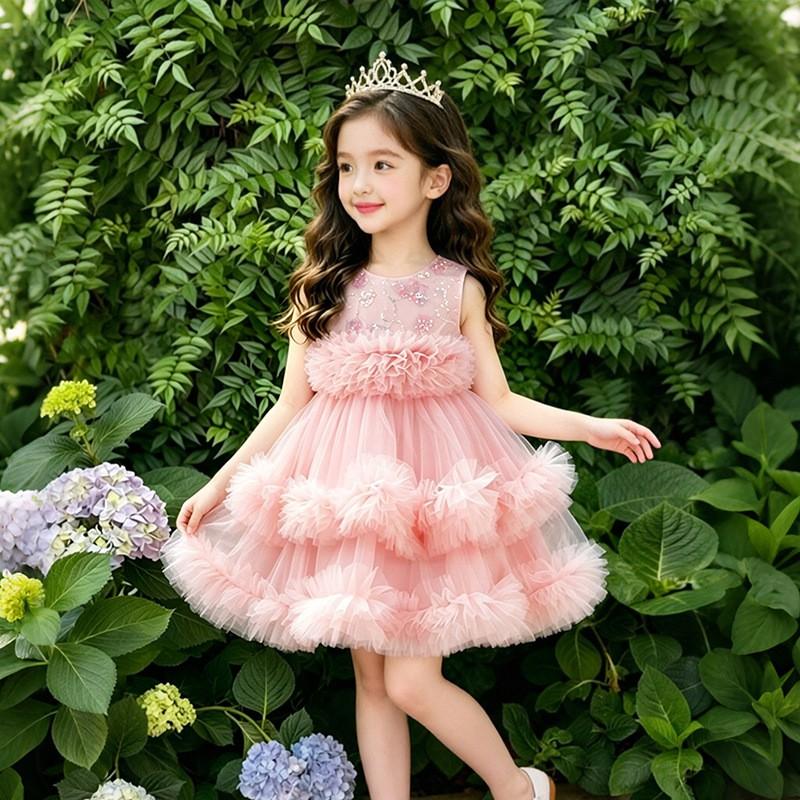 Girls Princess Tulle Dress Birthday Party Flower Girl Kids 3-8 Years