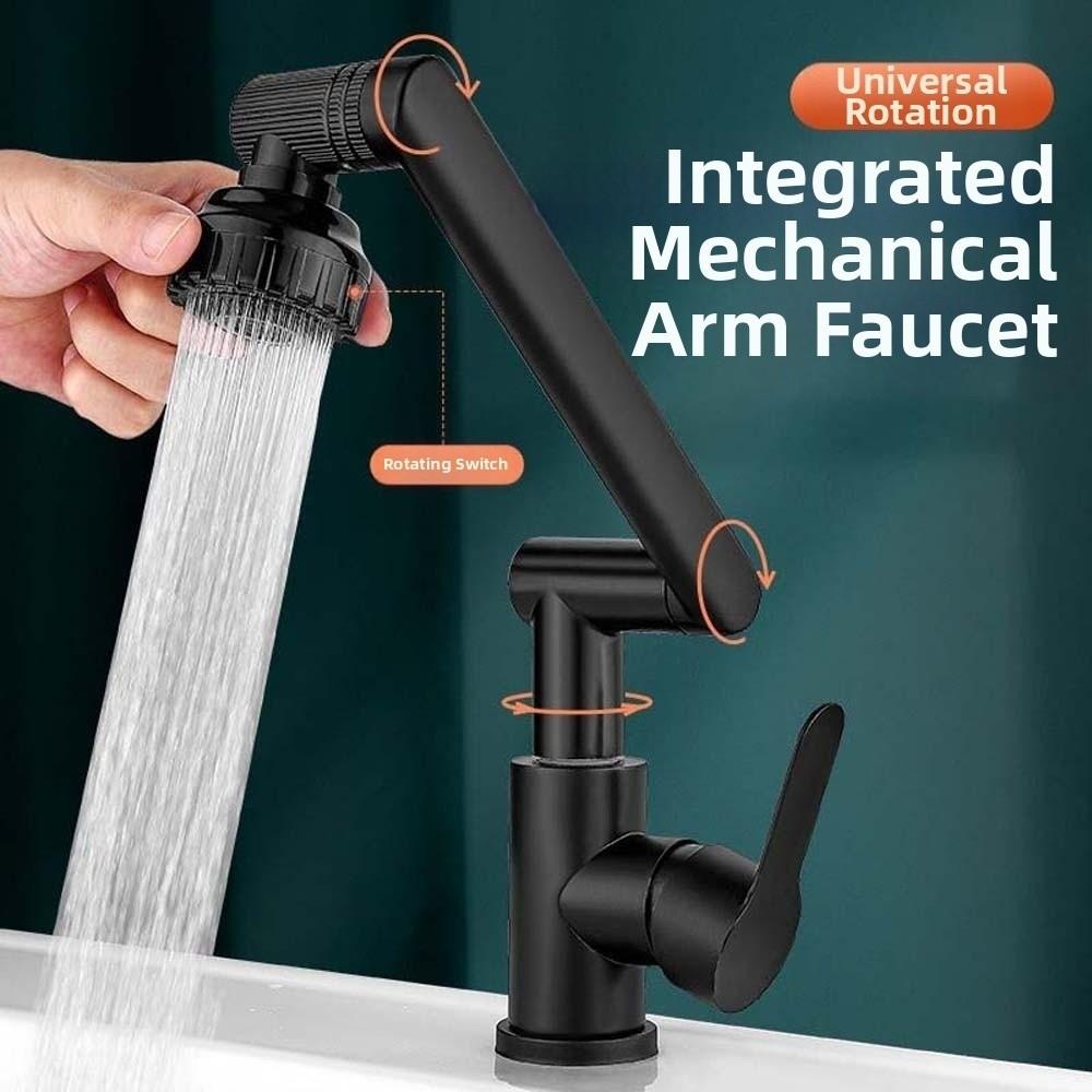 Universal Robotic Arm Faucet Adjustable 360°Rotating Bibcock Modern Dual Mode Faucet  Washbasin