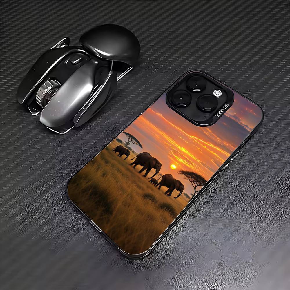 

Elephant Baby Nature Phone Case For iPhone17,16,15,14,13,12,11 Plus,Pro Max Colored Silver Plated Inside Cover iPhone16promax