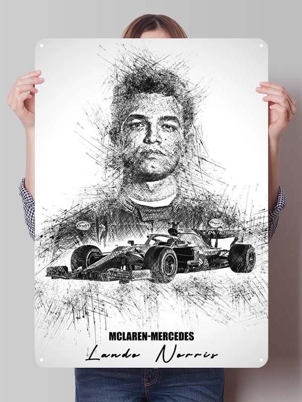 Lando Norris Racer Posters F1 Racing Metal Signs Gaming Room Decoration Custom Tin Plates for Wall Art Decoration Retro Decor