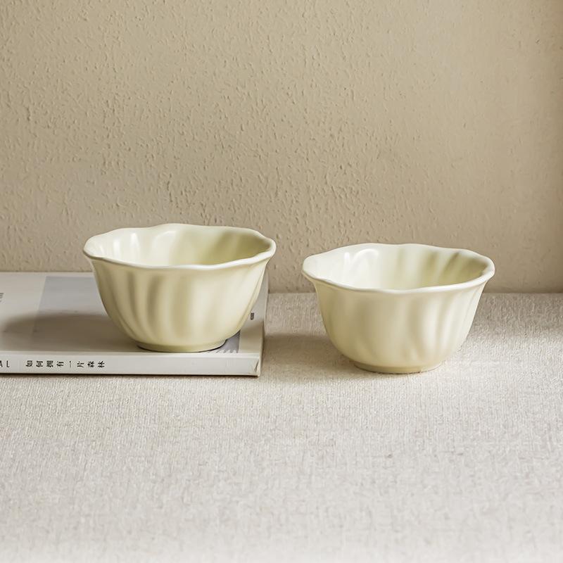Fresh And Creamy Rice Bowl Household Ceramic High-End Tableware Rice Bowl Dessert Bowl Small Bowl Soup Bowl