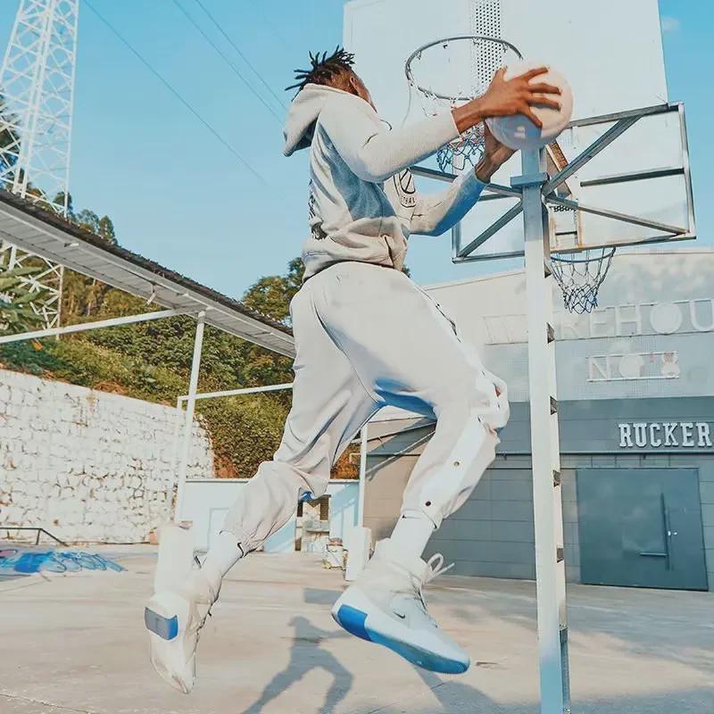 Pantaloni rupți pentru baschet NBA pentru bărbați, cu închidere completă cu nasturi și panouri laterale din catifea