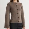 2026 Autumn/Winter Cross-Border Style Knit Cardigan: Single-Breasted, Round Neck, Waist-Cinching Sweater Top