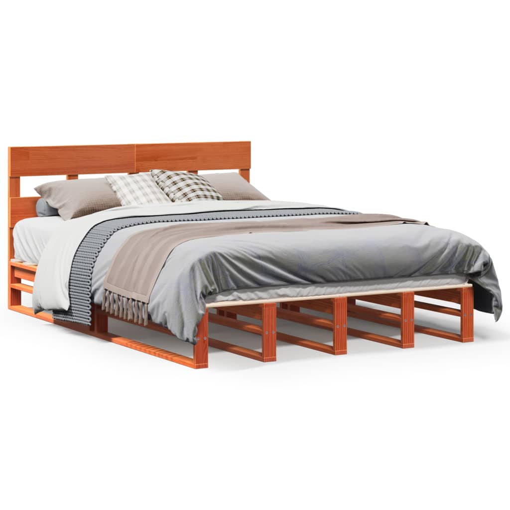 Solid Wood Bed without Mattress Wax Brown 120 x 200 cm Pine Wood