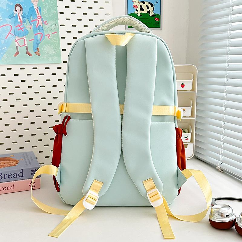 Schoolbag Korean Version Ins New High-value Fresh and Sweet Contrasting Splicing Backpack Junior High School Students Lightweight Spring Outing