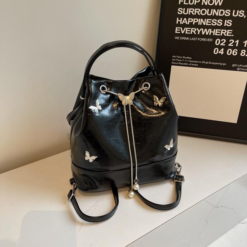 2025 Damen Silber Eimer Tasche: Roter Sommer-Schulterrucksack