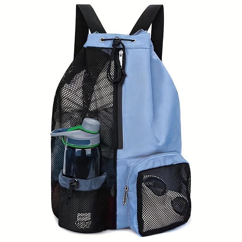 

Adjustable Strap Mesh Backpack Black Green Durable Nylon Multiple Zipper Pockets For Beach Gym And Fitness Sports Bag