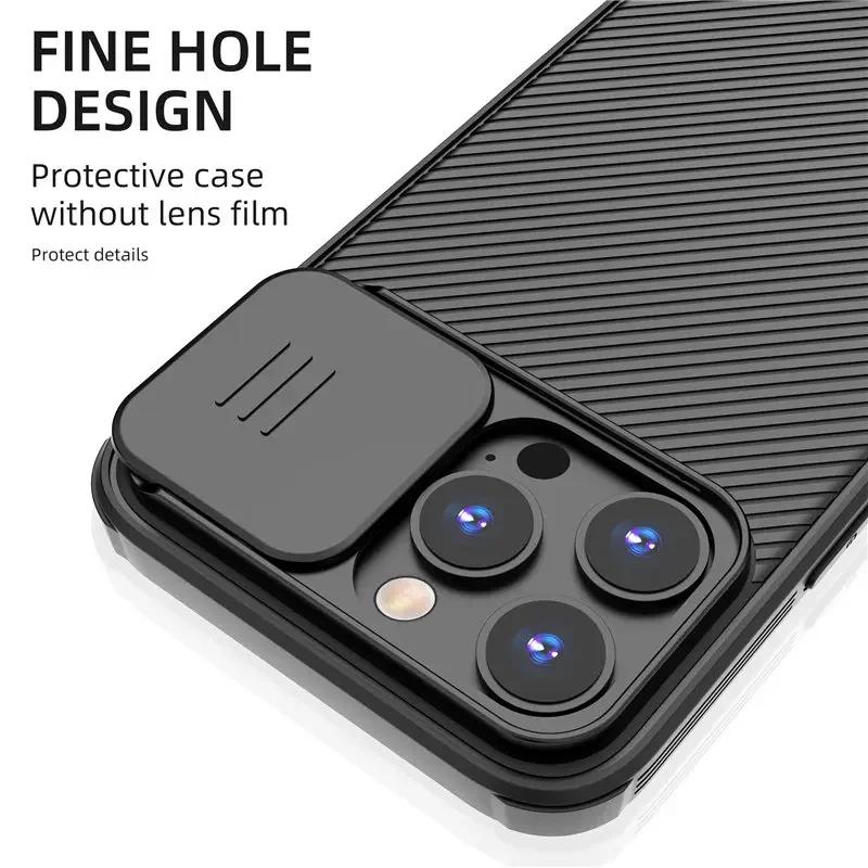 Slide Camera Lens Protection Magnetic Case for iPhone 15 13 12 14 Pro Max Plus For Magsafe Wireless Charging Soft Silicone Cover