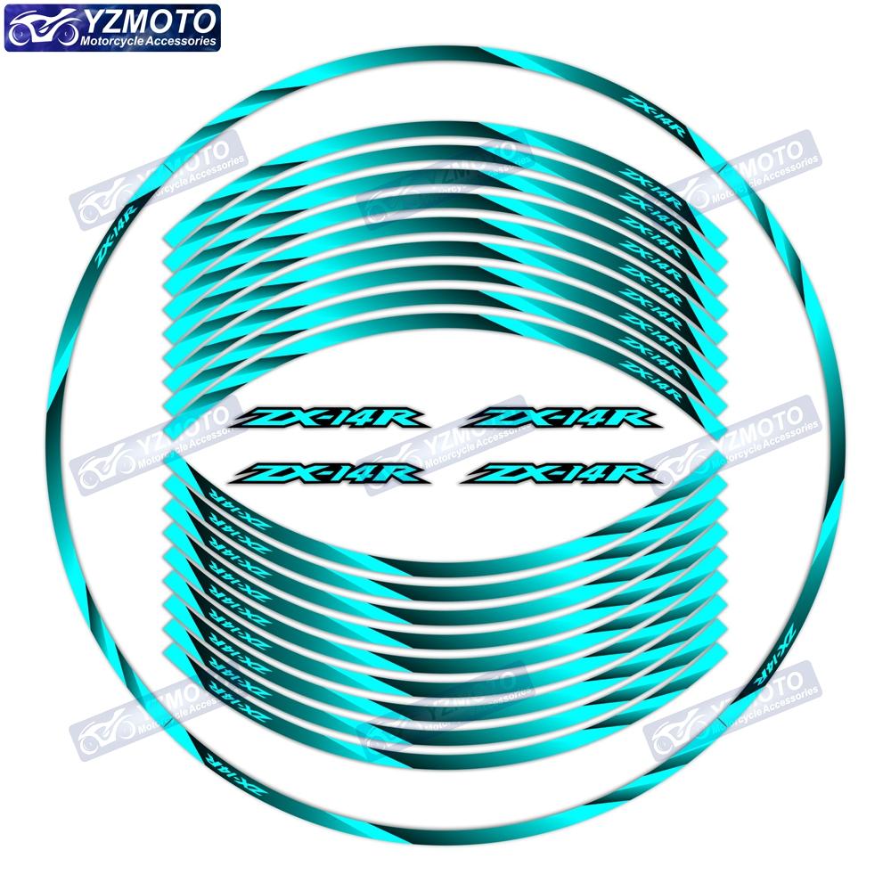 For kawasaki ZX-14R ZZR1400 motorcycle 17 inch front and rear rims decals decorate waterproof reflective wheel hub stickers