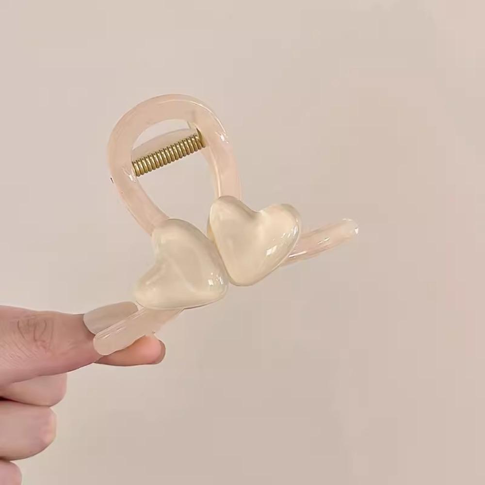 Korean Style Heart Shark Clip Transparent Resin Shark Clip Gift Love Hair Claw  Daily