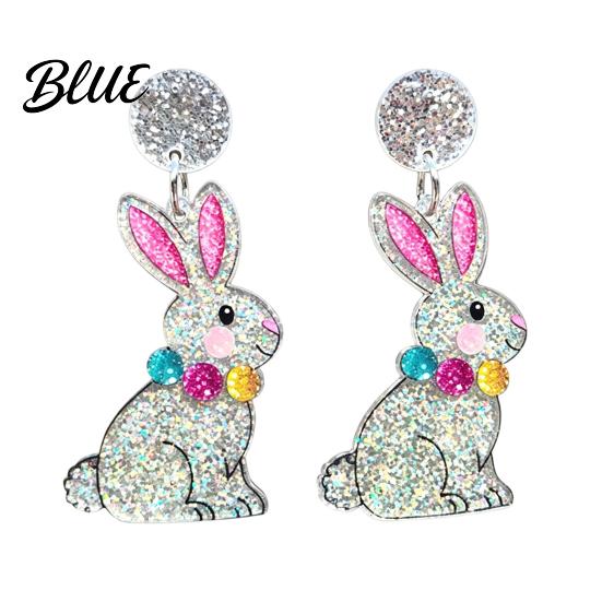 Acrylic Earrings Easter Bunny for Women Glittery and Colorful Rabbit