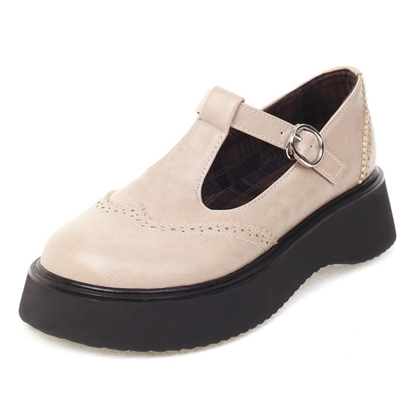 Women s Flats Heels Loafers Shoes 2025 New Casual Fashion T-strap Platform Black Brown Footwear Shoes Female Comfortable 35 5698₽