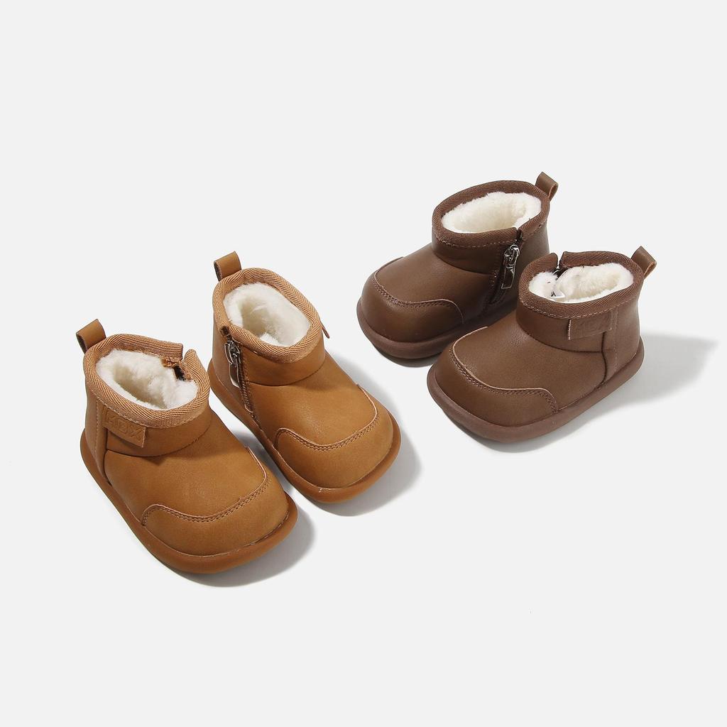 Autumn/Winter Baby Walker Shoes: Thick, Comfy, Cotton-Padded, Versatile, Solid Colors, Fashionable & Ideal for Outdoor Use.